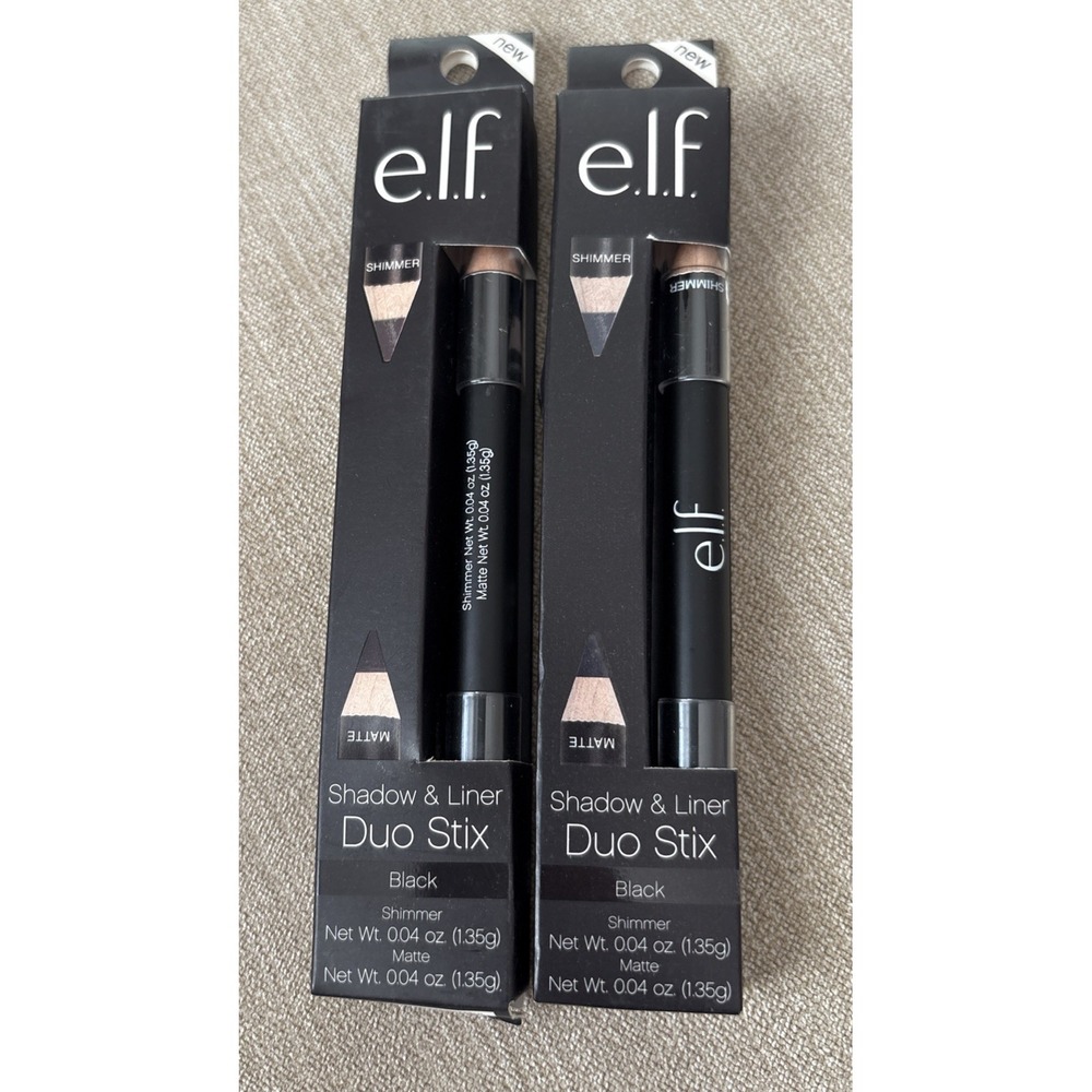 2 e.l.f. Shadow & Liner Duo Stix 81111 Black Shimmer & Matte Discontinued RARE